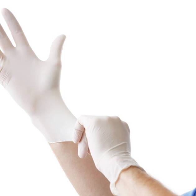 Gants nitrile non poudrés blancs - STERILES (boite de 100)