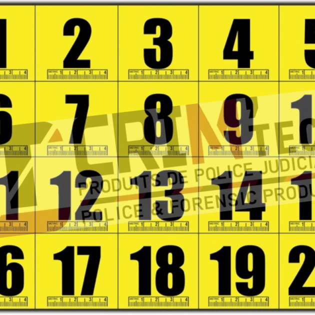Planches de chiffres jaunes 1 à 20 + règle de 4cm (x20)