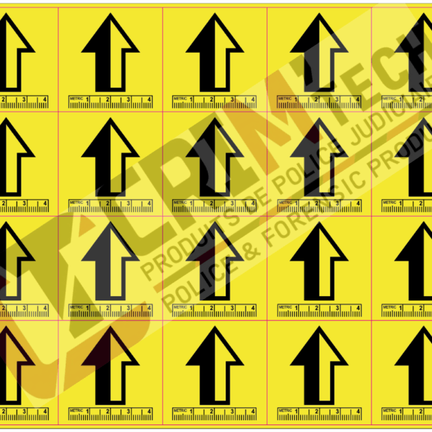 Planches de 20 flèches adhésives + règle 4cm SUR fond jaune