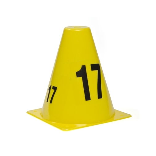 Cônes de visualisation jaunes de 1 à 20 numérotés sur les 4 côtés -15cm