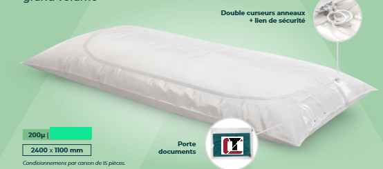 Housse mortuaire adulte XL - Fermeture en U 110X240cm - 200µ