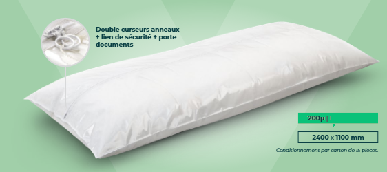Housse mortuaire adulte XL- Fermeture droite 110X240cm - Blanc - 200µ